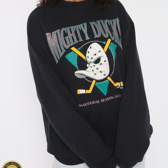 vintage ANAHEIM MiGHTY DUCKS SHIRT | LARGE | JERSEY-STYLE | MAJESTIC NHL 90s